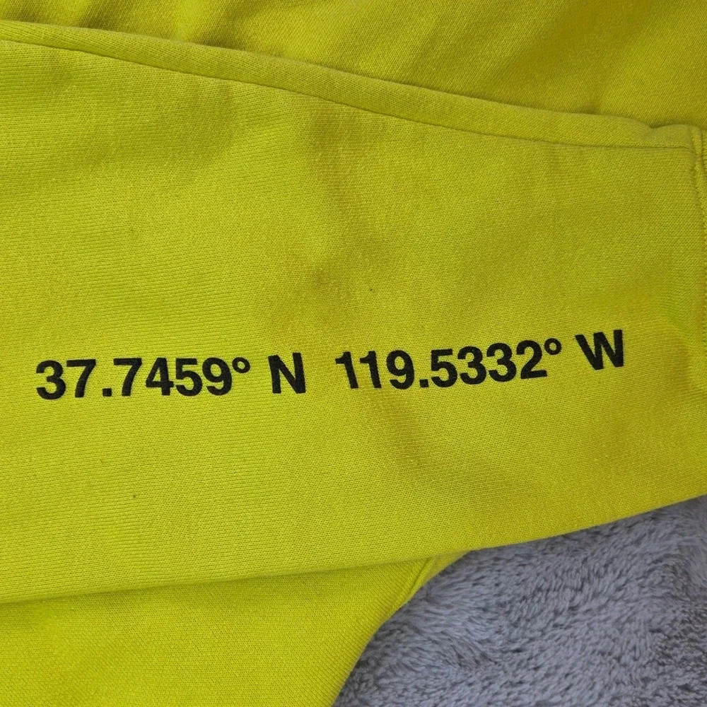 The North Face Hoodie Mens L Graphic Coordinates Box Logo Pullover Neon Yellow